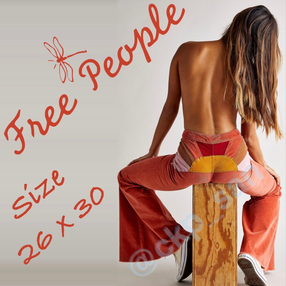 Free People Ray Of Sunshine Corduroy Flare Jeans Sz 26